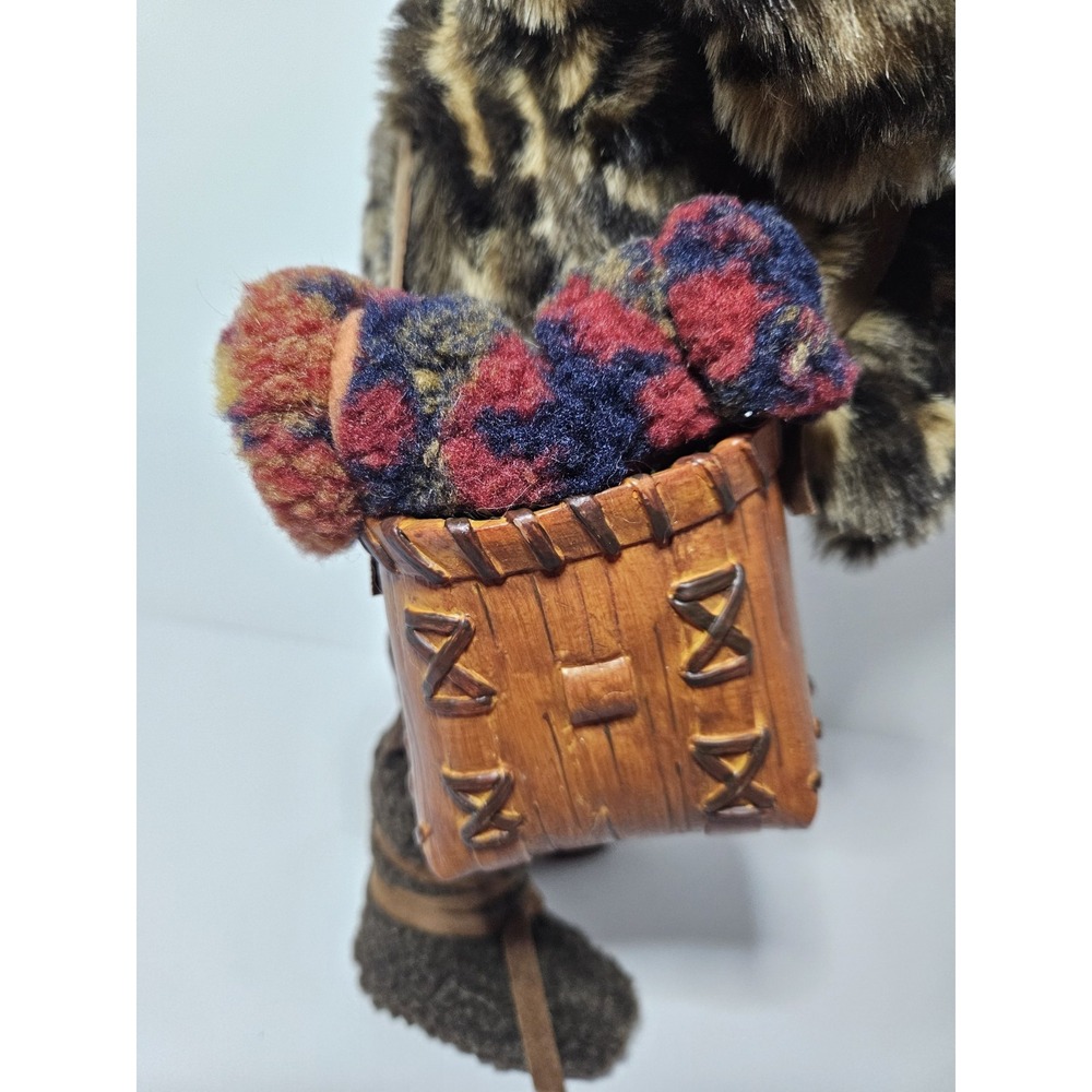 Woodland Santa Claus Figurine Leopard Print Faux‎ Fur Coat Christmas Tree Rustic - Picture 5 of 8